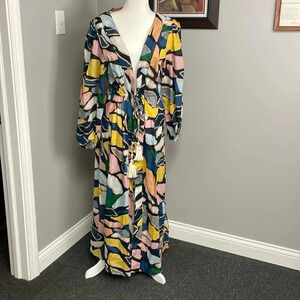 True Destinations Multi-Color Cover Up Dress Size Large Tassel Boho Resort wear
